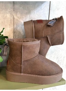 BOTA AUSTRALIANA PLATAFORMA TAUPE CREMALLERA