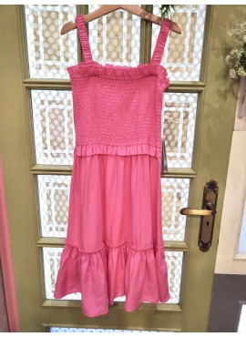 VESTIDO FUCSIA TIRANTES Y GOMAS