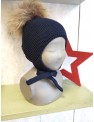 GORRO AVIADOR CON PELO NATURAL MARINO