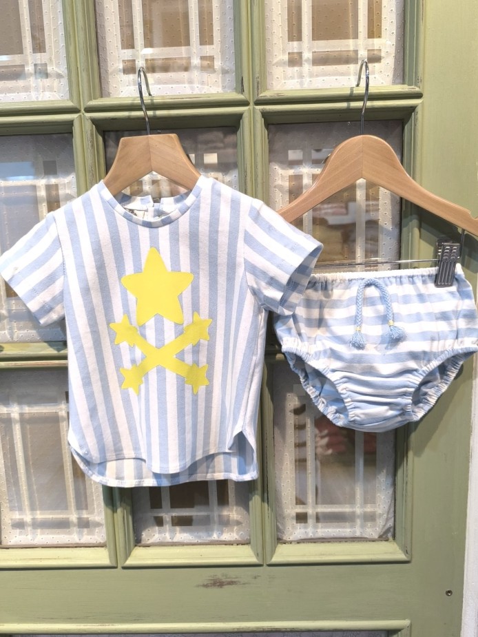 CAMISETA Y CUBRE O CELESTE