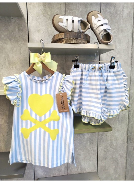CAMISETA Y SHORT A CELESTE