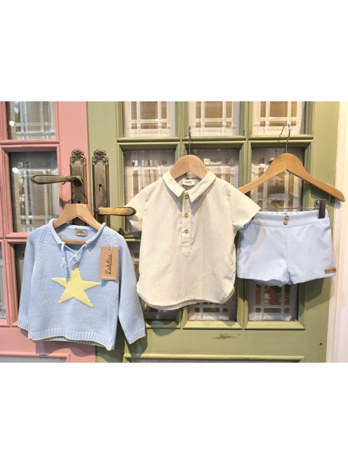 PANTALÓN/RANA Y CAMISA CELESTE