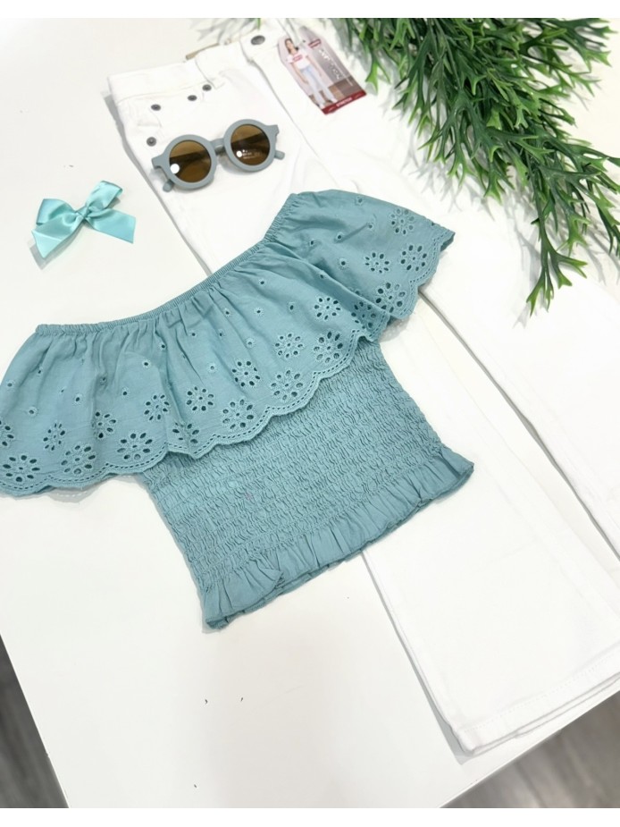 TOP ENGOMADO VERDE AGUA