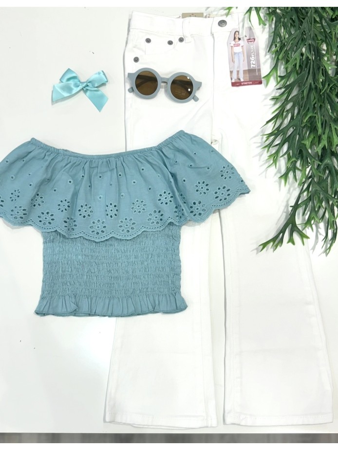 TOP ENGOMADO VERDE AGUA