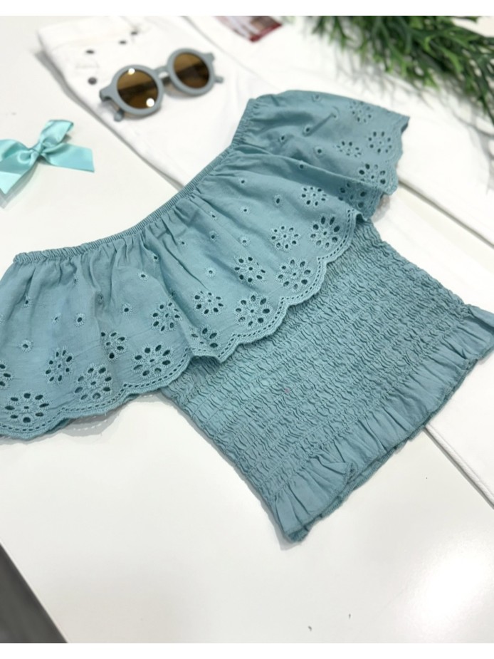 TOP ENGOMADO VERDE AGUA