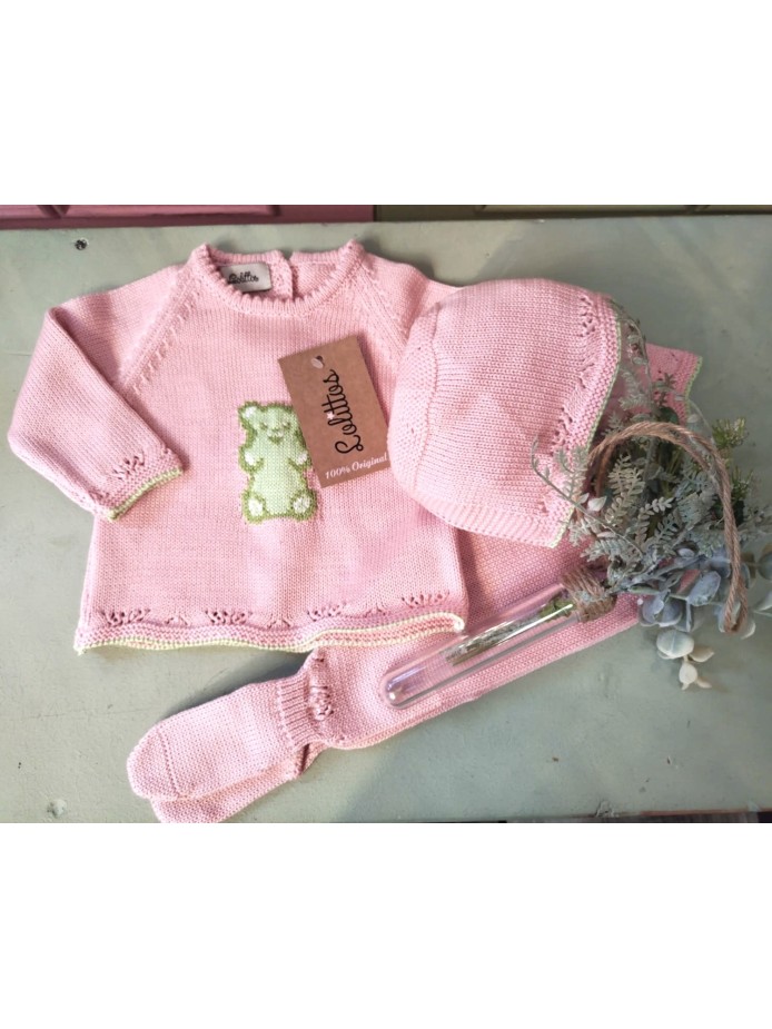 JUBÓN CON POLAINA Y CAPOTA ROSA DENIM