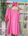 VESTIDO MANGA ABULLONADA FUCSIA