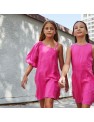 VESTIDO MANGA ABULLONADA FUCSIA