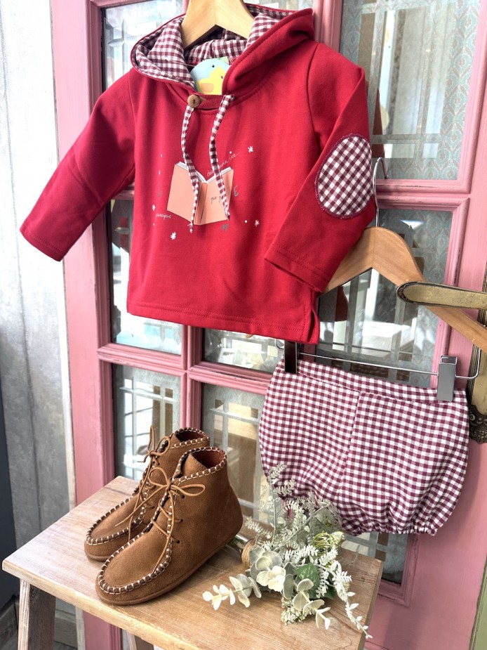 FELPA Y RANA CUADROS GRANATE