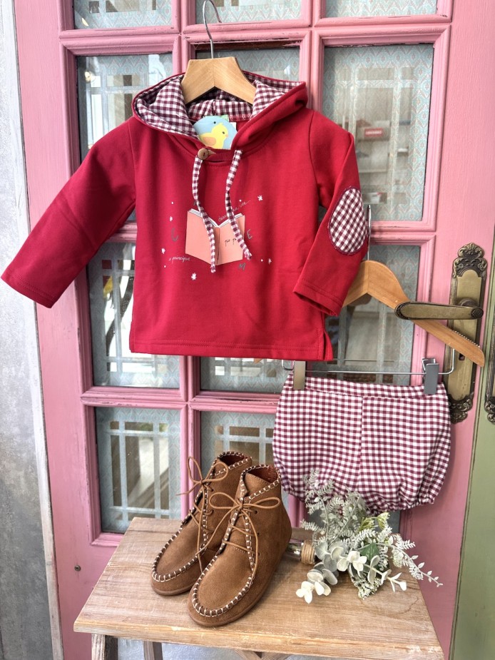 FELPA Y RANA CUADROS GRANATE