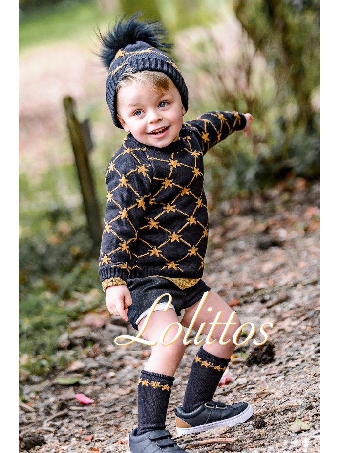 gorro con pompón natural niña