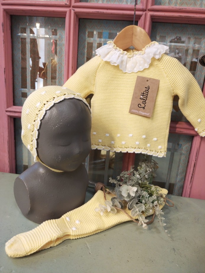 JUBÓN CON POLAINA Y CAPOTA AMARILLO ADEL LOLITTOS