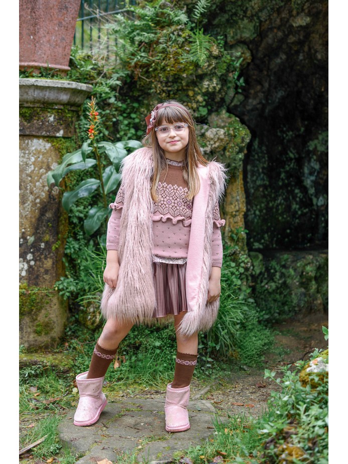 Chaleco rosa palo niña.