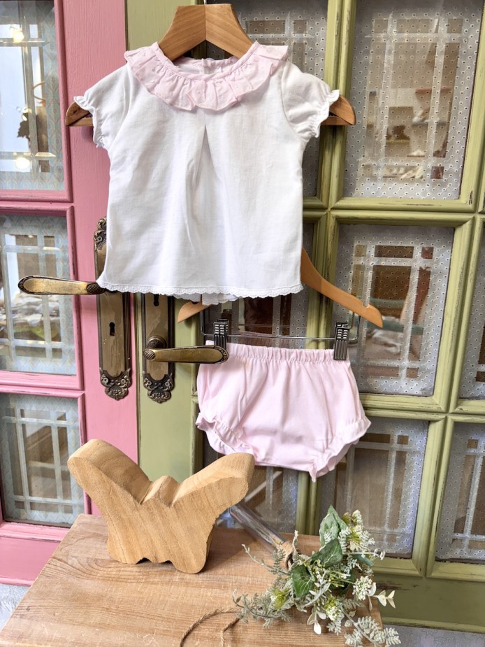 CAMISETA Y RANA BLANCO/ROSA CALAMARO