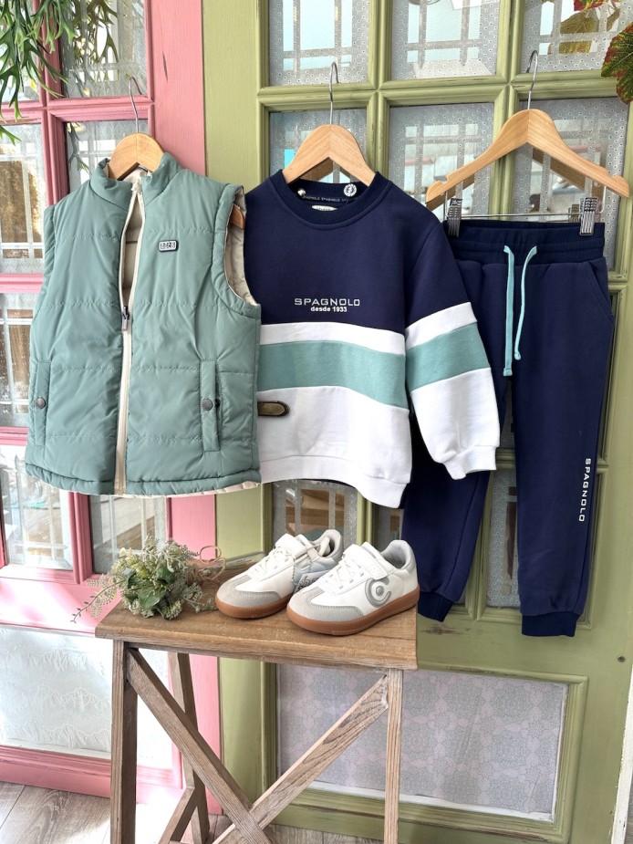 FELPA Y PANTALÓN AZUL/VERDE SPAGNOLO