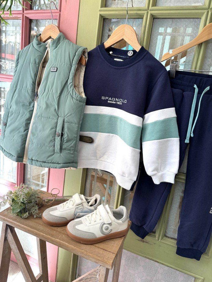 FELPA Y PANTALÓN AZUL/VERDE SPAGNOLO