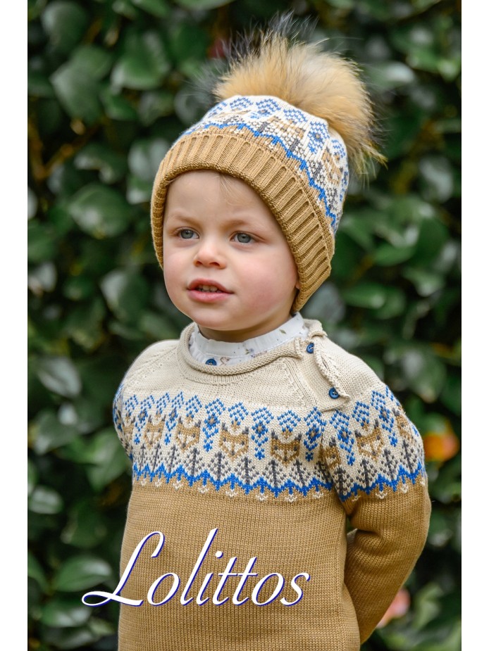 Gorro pompón natural niño