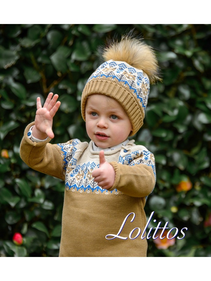 Gorro pompón natural niño