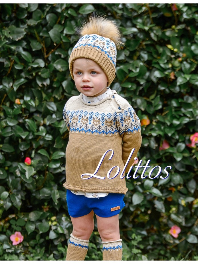 Gorro pompón natural niño