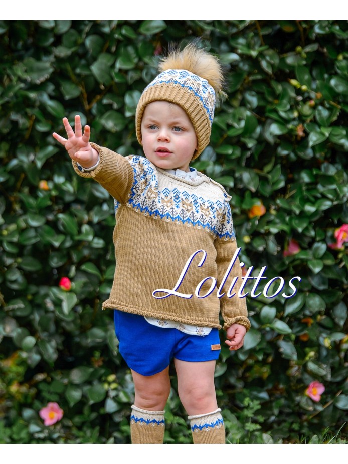 Gorro pompón natural niño