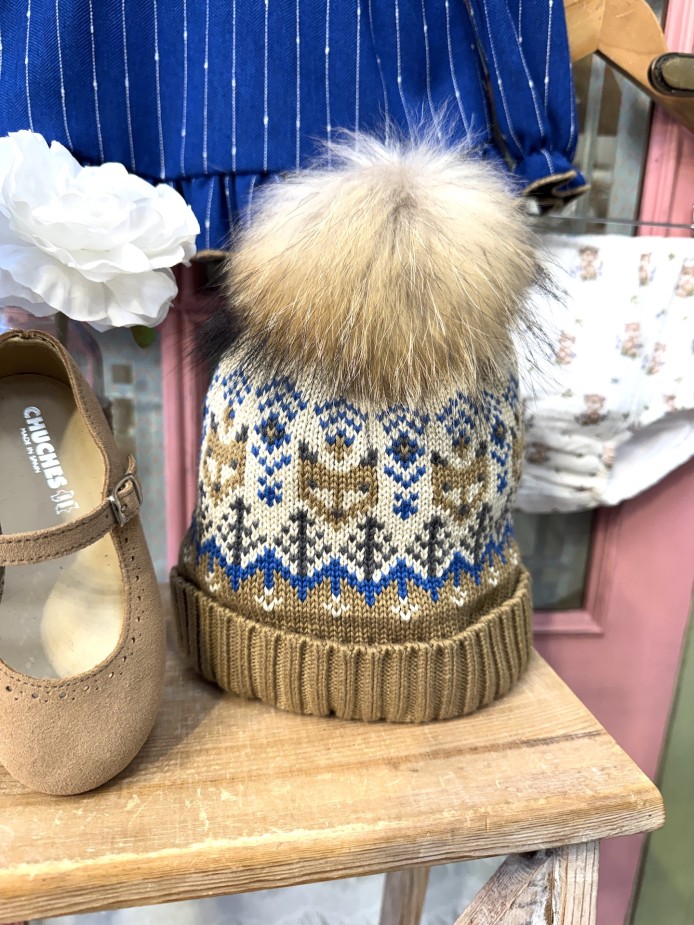 Gorro pompón natural niño