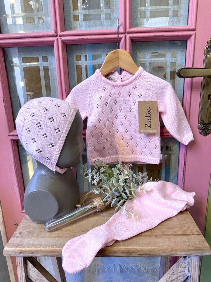 COJUNTO PUNTO BEBÉ ROSA