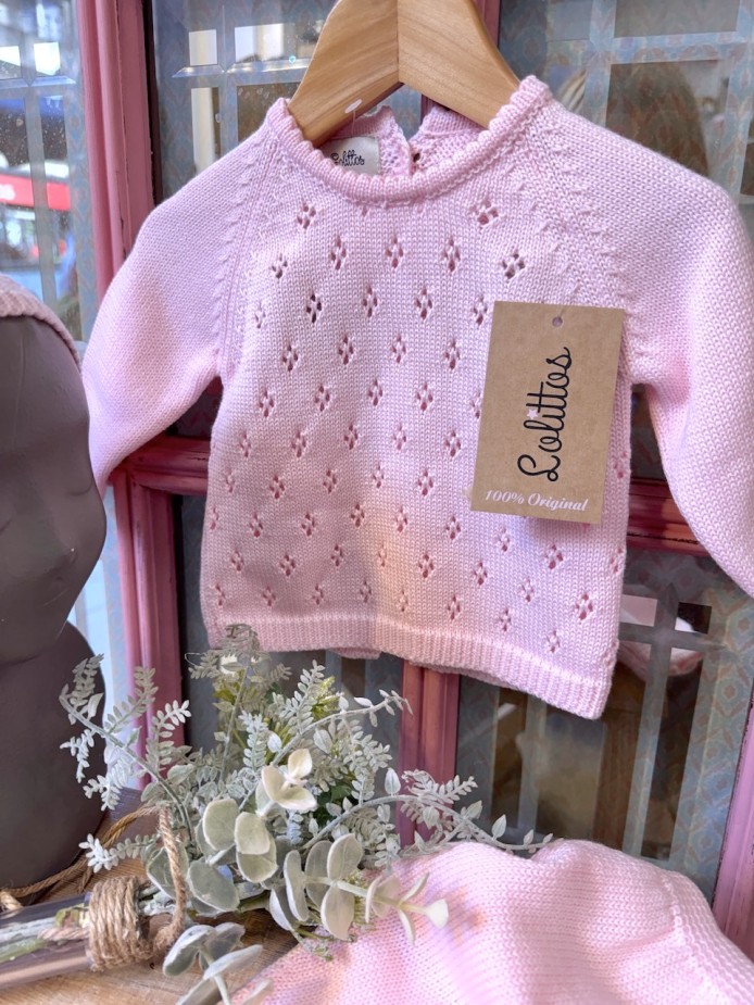 COJUNTO PUNTO BEBÉ ROSA