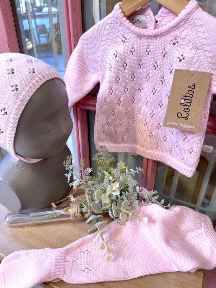 COJUNTO PUNTO BEBÉ ROSA