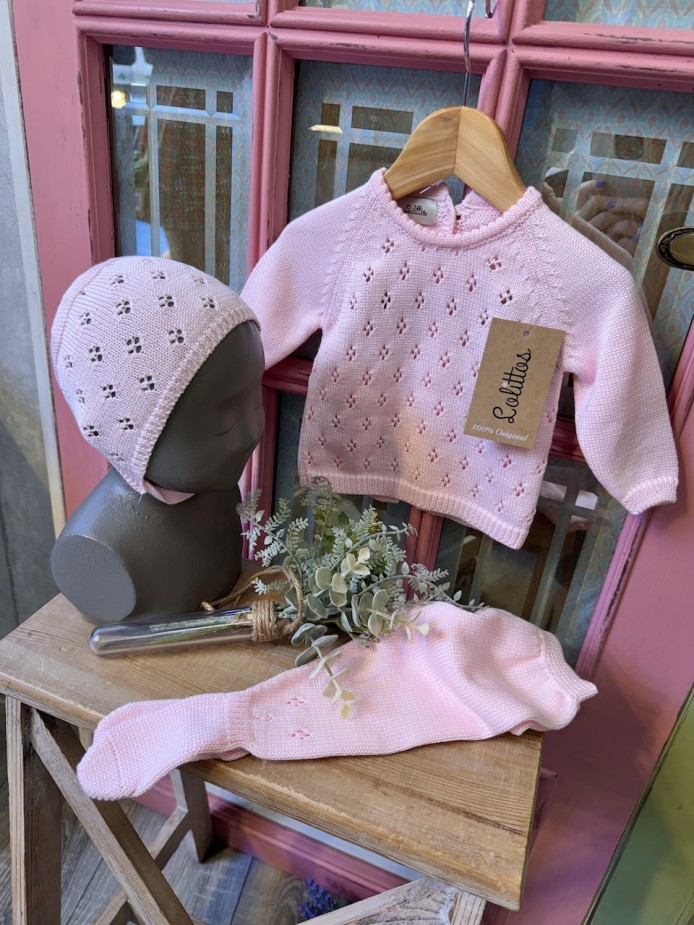 COJUNTO PUNTO BEBÉ ROSA