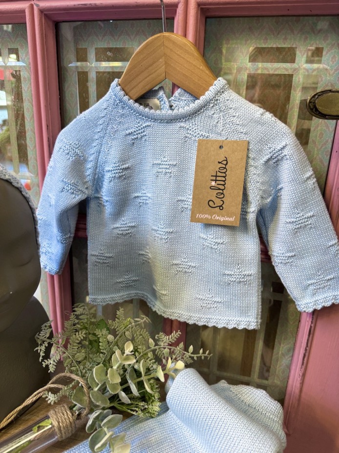 CONJUNTO PUNTO BEBE CELESTE ECONOMICO