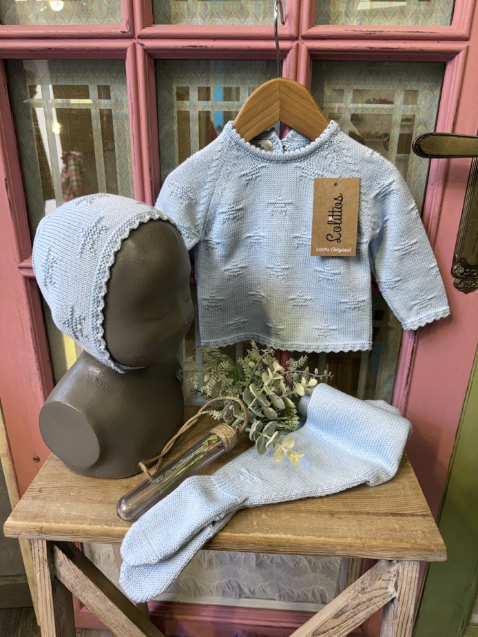 CONJUNTO PUNTO BEBE CELESTE ECONOMICO