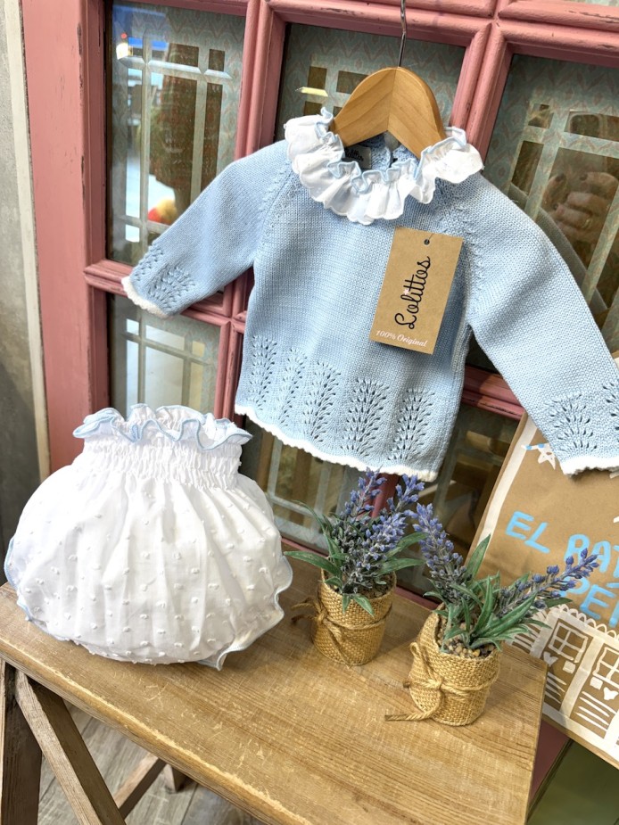 JUBÓN CON CUBRE BEBÉ CELESTE ÓNIX LOLITTOS