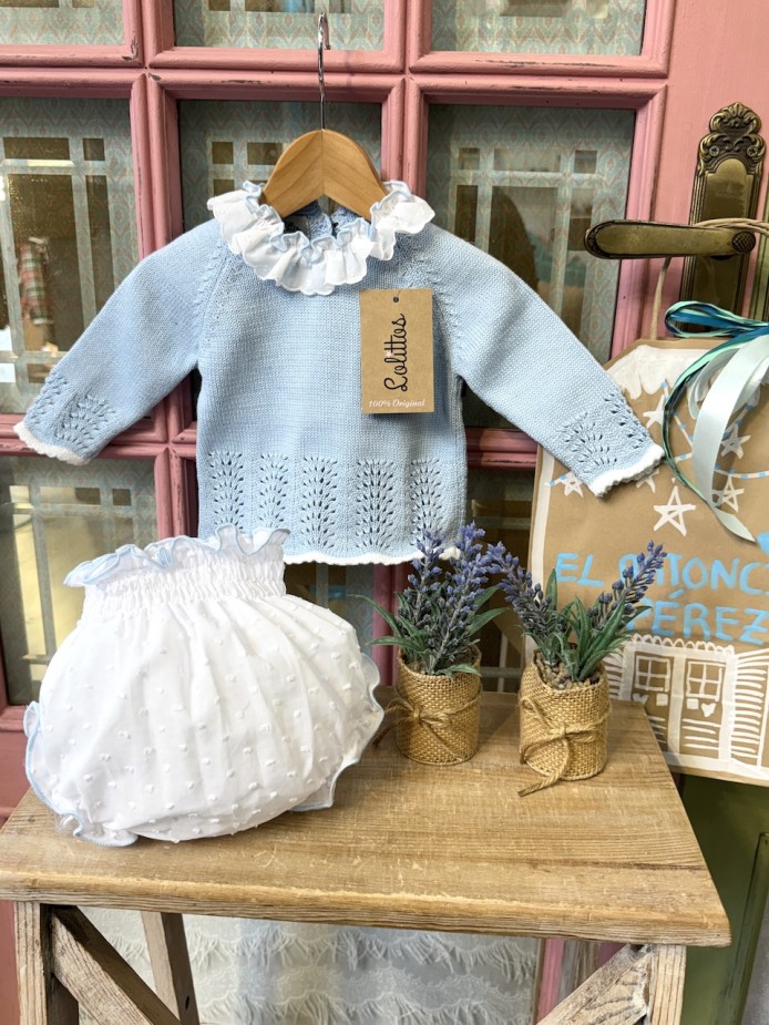 JUBÓN CON CUBRE BEBÉ CELESTE ÓNIX LOLITTOS