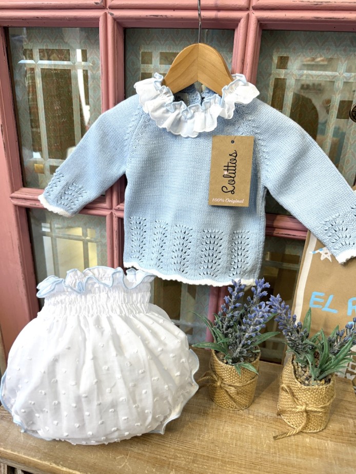 JUBÓN CON CUBRE BEBÉ CELESTE ÓNIX LOLITTOS