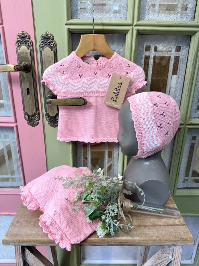 COJUNTO PUNTO PARA BEBE EN ROSA