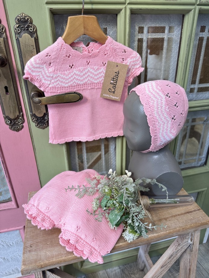 COJUNTO PUNTO PARA BEBE EN ROSA