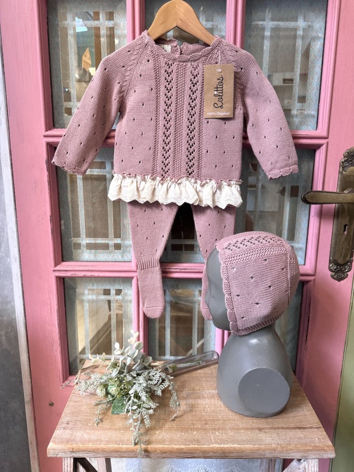 JUBÓN CON CAPOTA Y POLAINA DUQUESITA ROSA PALO LOLITTOS