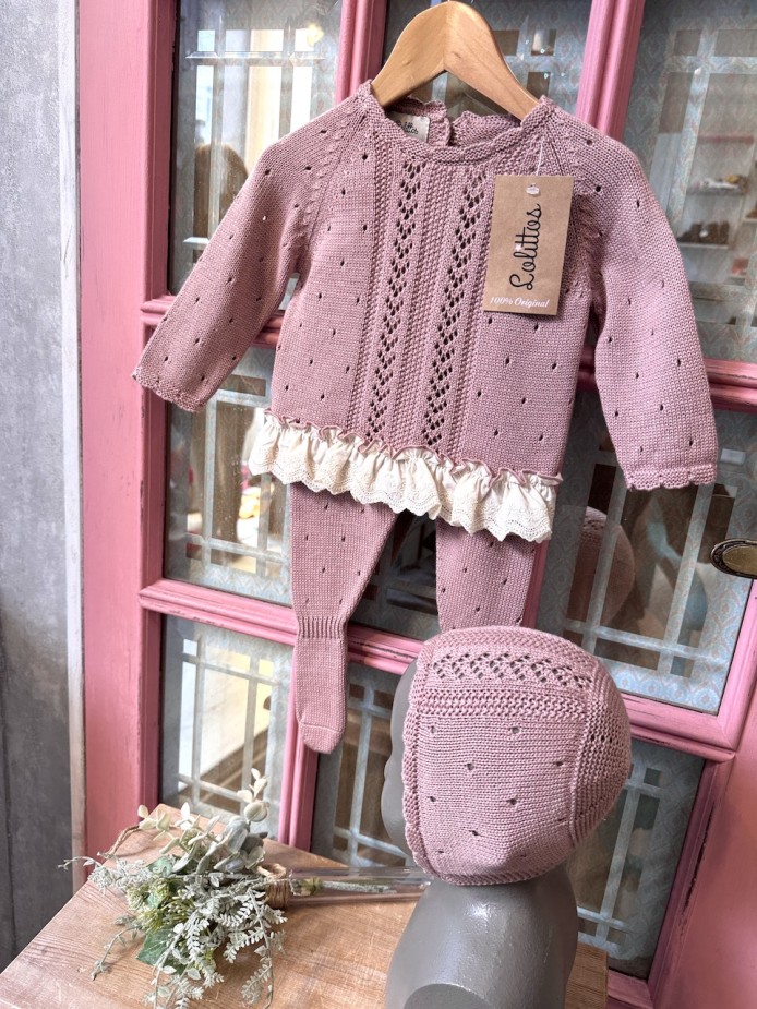 JUBÓN CON CAPOTA Y POLAINA DUQUESITA ROSA PALO LOLITTOS