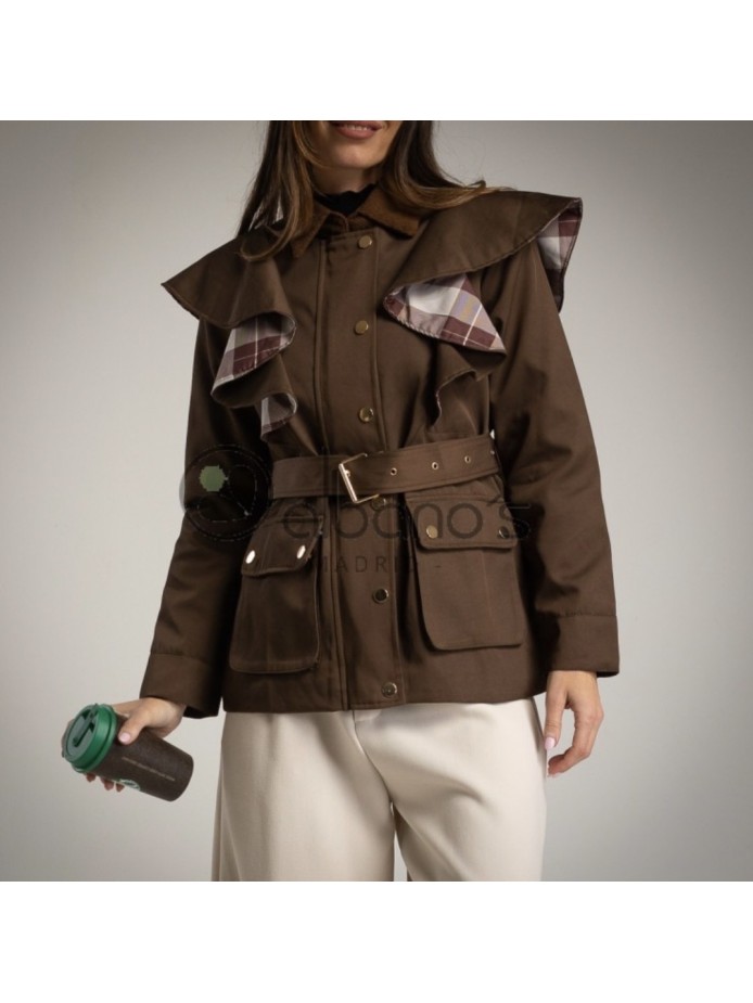 TRENCH VOLANTES MARRÓN