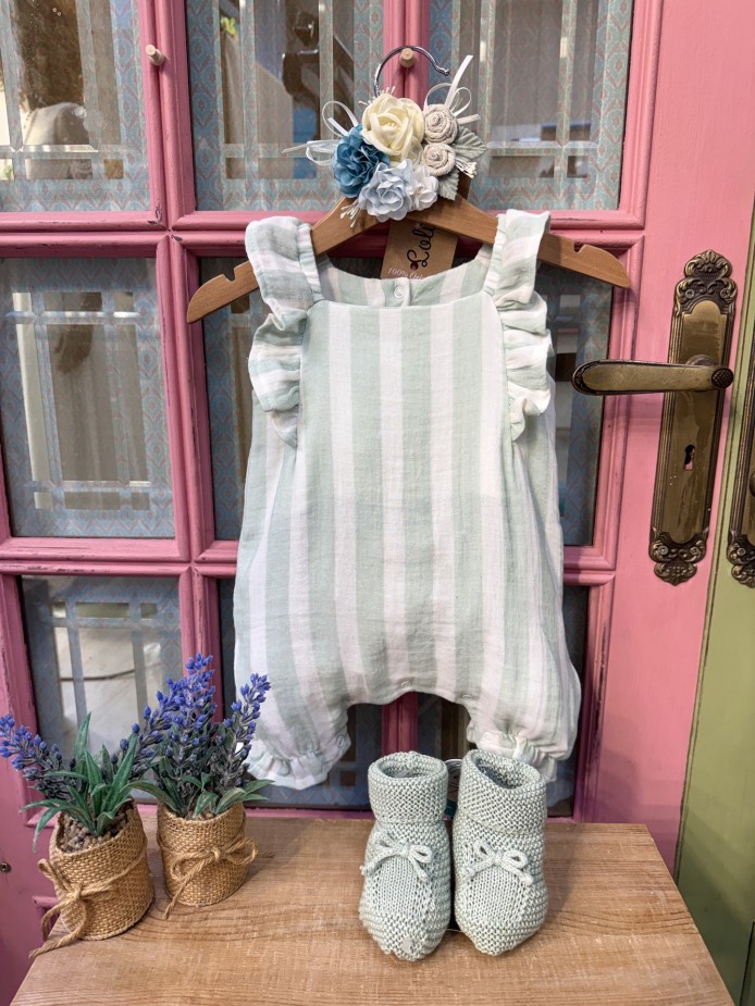 PETO BEBE LISTAS VERDE AGUA