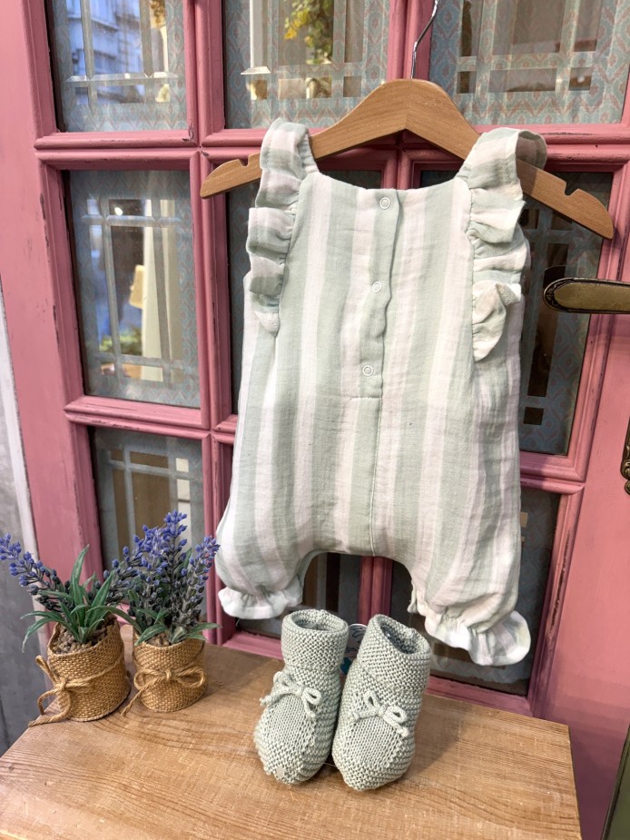 PETO BEBE LISTAS VERDE AGUA