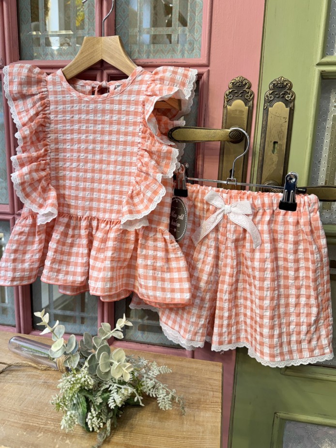 CAMISA Y PANTALÓN CORTO MELOCOTÓN MONPETITBONBON