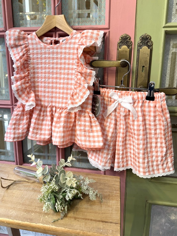 CAMISA Y PANTALÓN CORTO MELOCOTÓN MONPETITBONBON