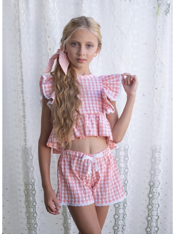 CAMISA Y PANTALÓN CORTO MELOCOTÓN MONPETITBONBON