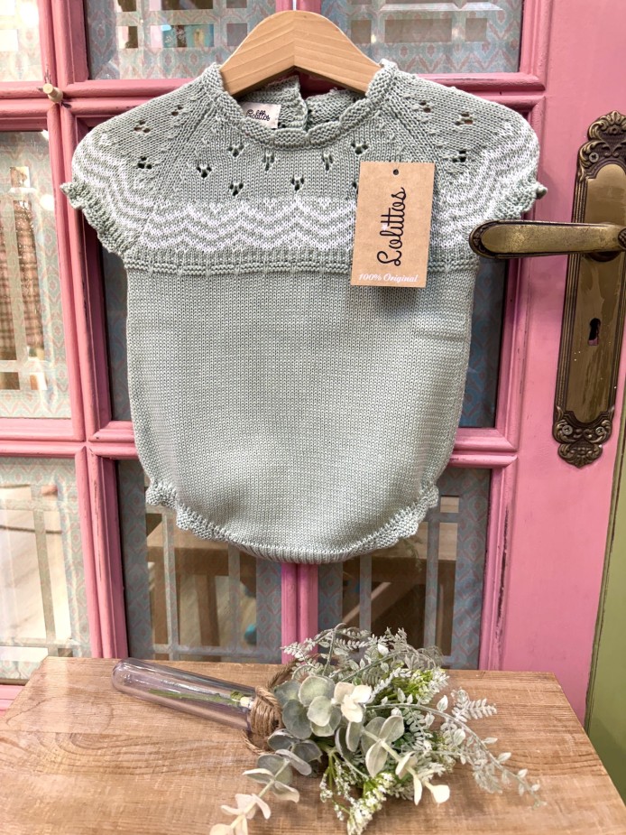 PELELE DE PUNTO PARA BEBE EN VERDE AGUA