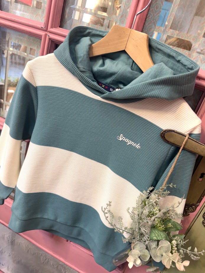SUDADERA LISTAS VERDE AGUA SPAGNOLO