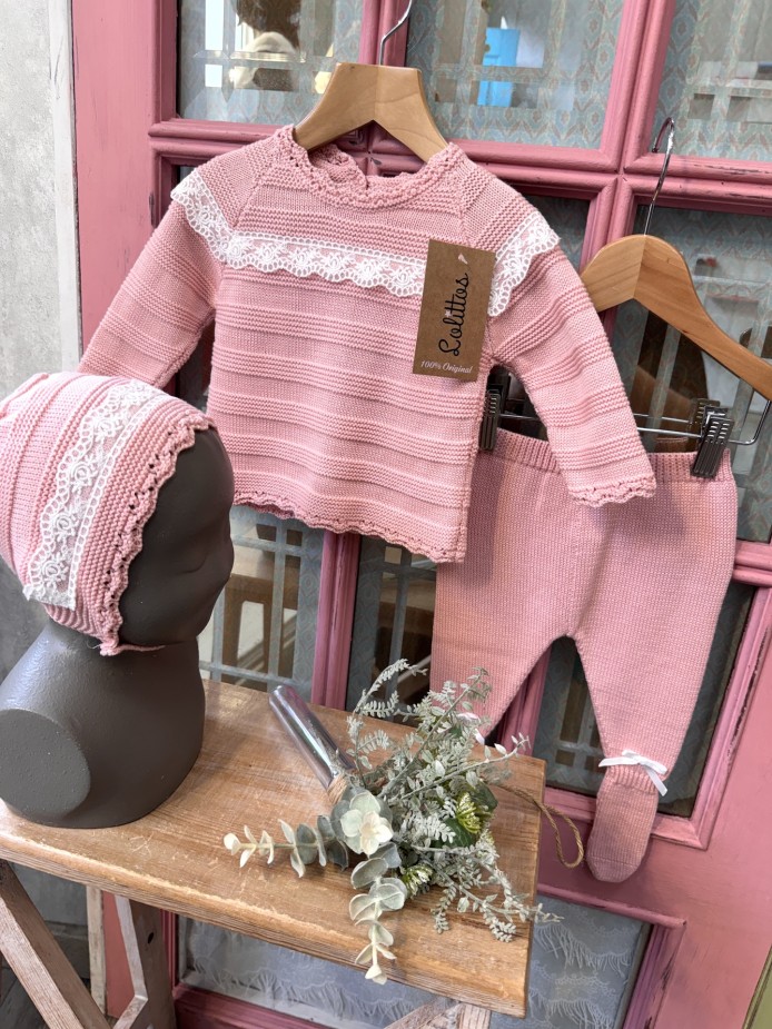 JUBÓN CON POLAINA Y CAPOTA ROSA LINO LOLITTOS