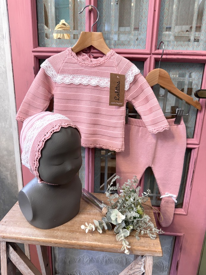JUBÓN CON POLAINA Y CAPOTA ROSA LINO LOLITTOS