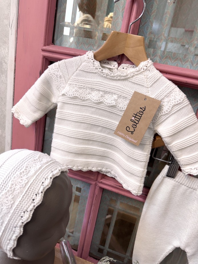 JUBÓN CON POLAINA Y CAPOTA BLANCO LINO LOLITTOS